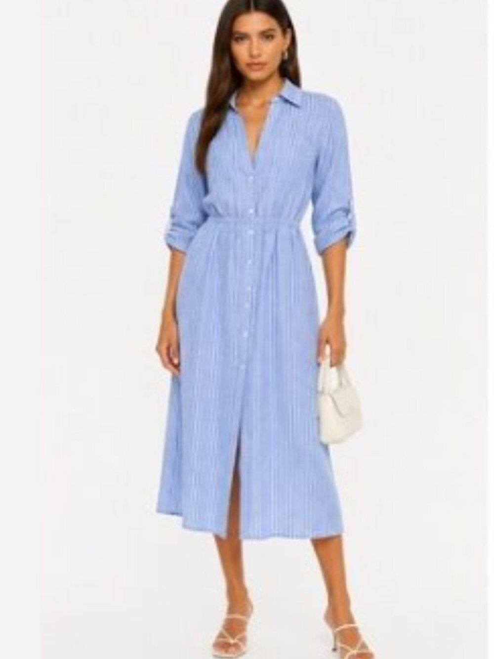 ZARA Blue/White Striped Classic Shirt Dress